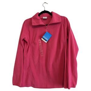 NWT COLUMBIA Large women's pink Soft fleece 1/2 Zip Pullover Arctic Air